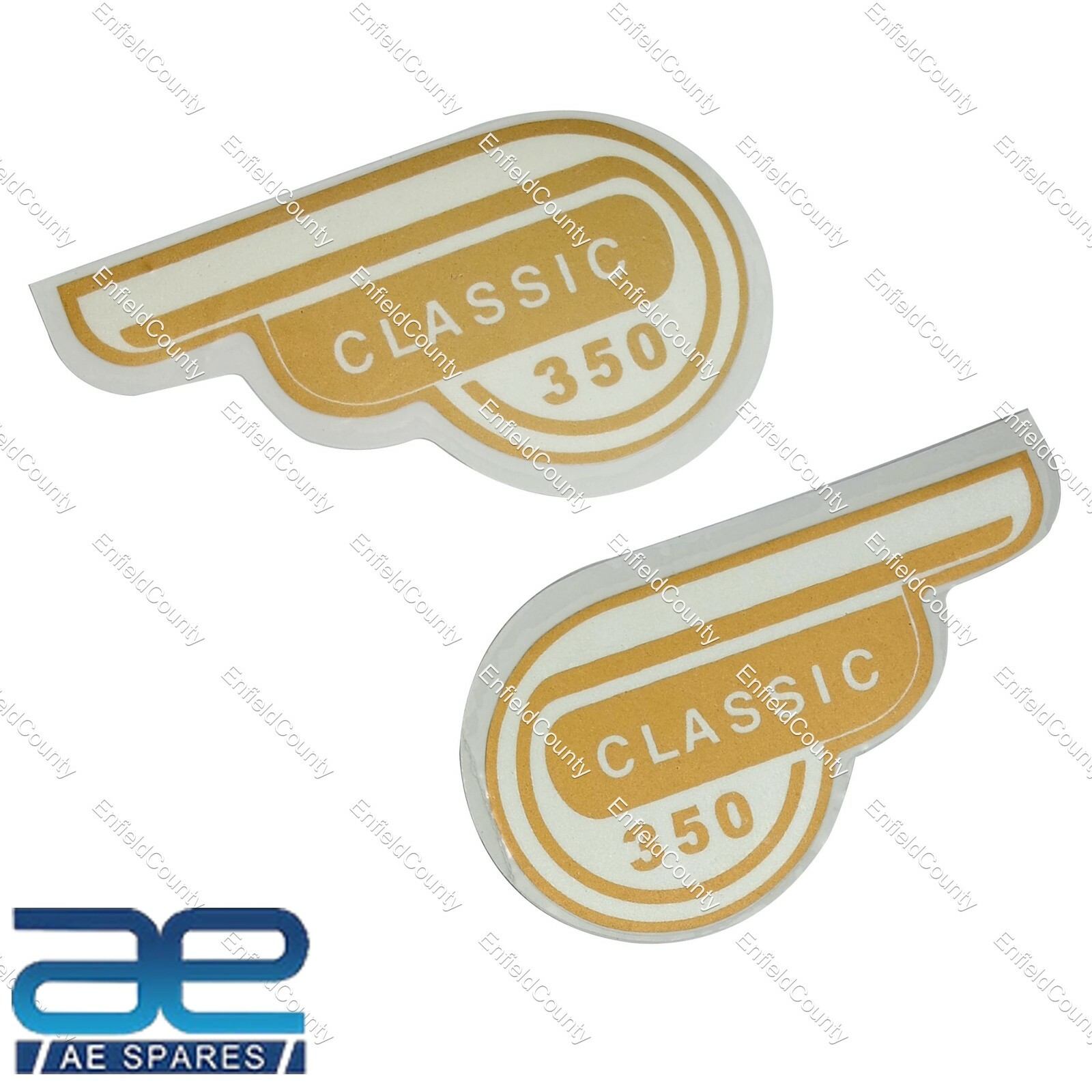 For Royal Enfield Classic 350 White & Golden Tool Box Decal Sticker Pair 