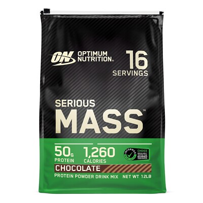 Optimum Nutrition Serious Mass Gainer Protein Powder, Chocolate - 12lbs