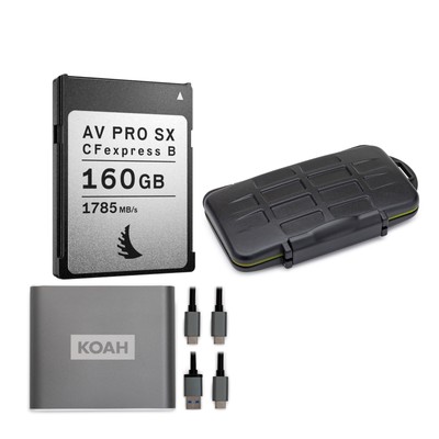 Angelbird 160GB AV PRO CFexpress 2.0 Type B SX Memory Card wCard Reader Bundle