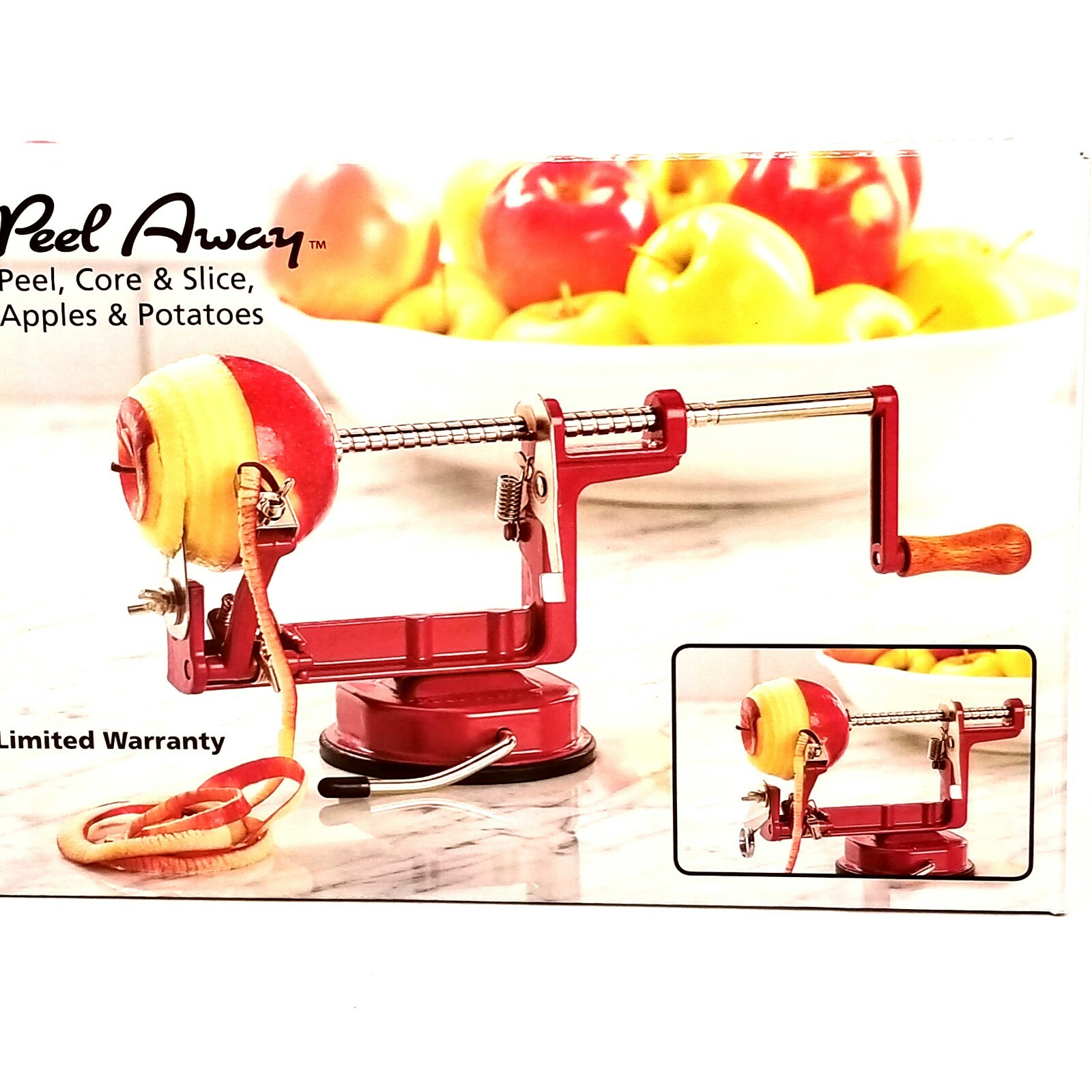 Amco Peel Away Peel Core & Slice Apples Potatoes Peeler Spiral Slicer Houseworks