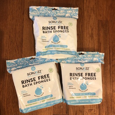 Scrubzz Disposable Rinse Free Bathing Wipes All-in-1 Single Use Shower | 3 Pack