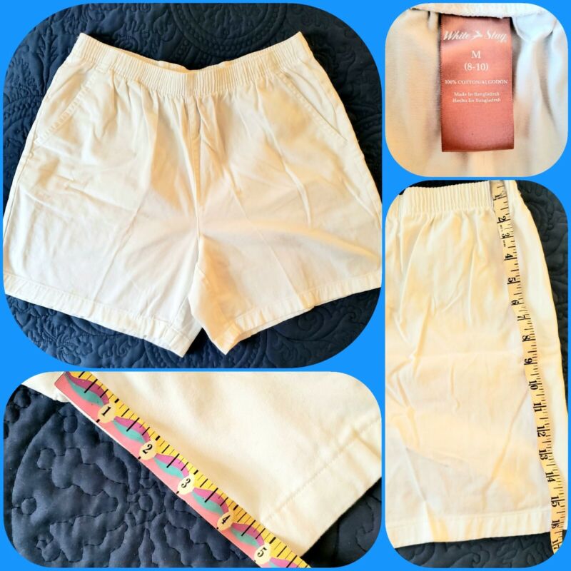 Women White Stag Cotton Shorts Waist 30-32 M Medium Hi Rise See All Pics EUC A++