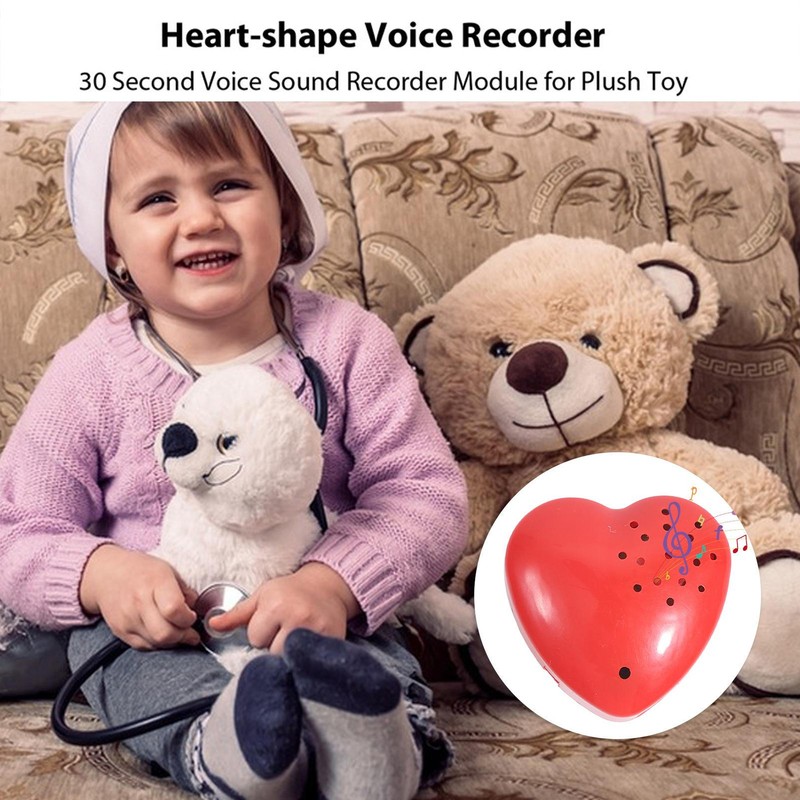 Heart Shaped Plush Toy Movement Voice Recorder For Plush Toy Speaking 30 Seconds
