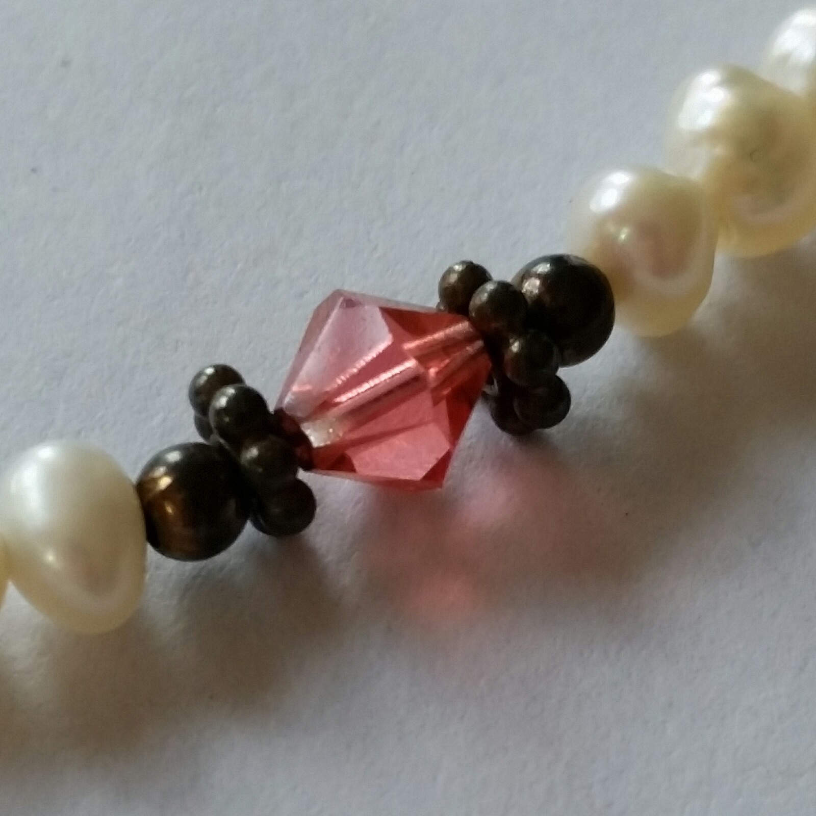 Sterling Silver .925 Natural Pearl Raspberry Swarovski Crystal 7