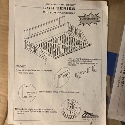 Middle Atlantic RSH4A6R RSH Series Custom Rack Shelf Black -New Sonamp 1250k11