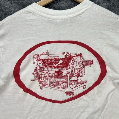 Vintage Rolls Royce Shirt Mens Large White 80s Car Tee Pocket Motor Engine RARE