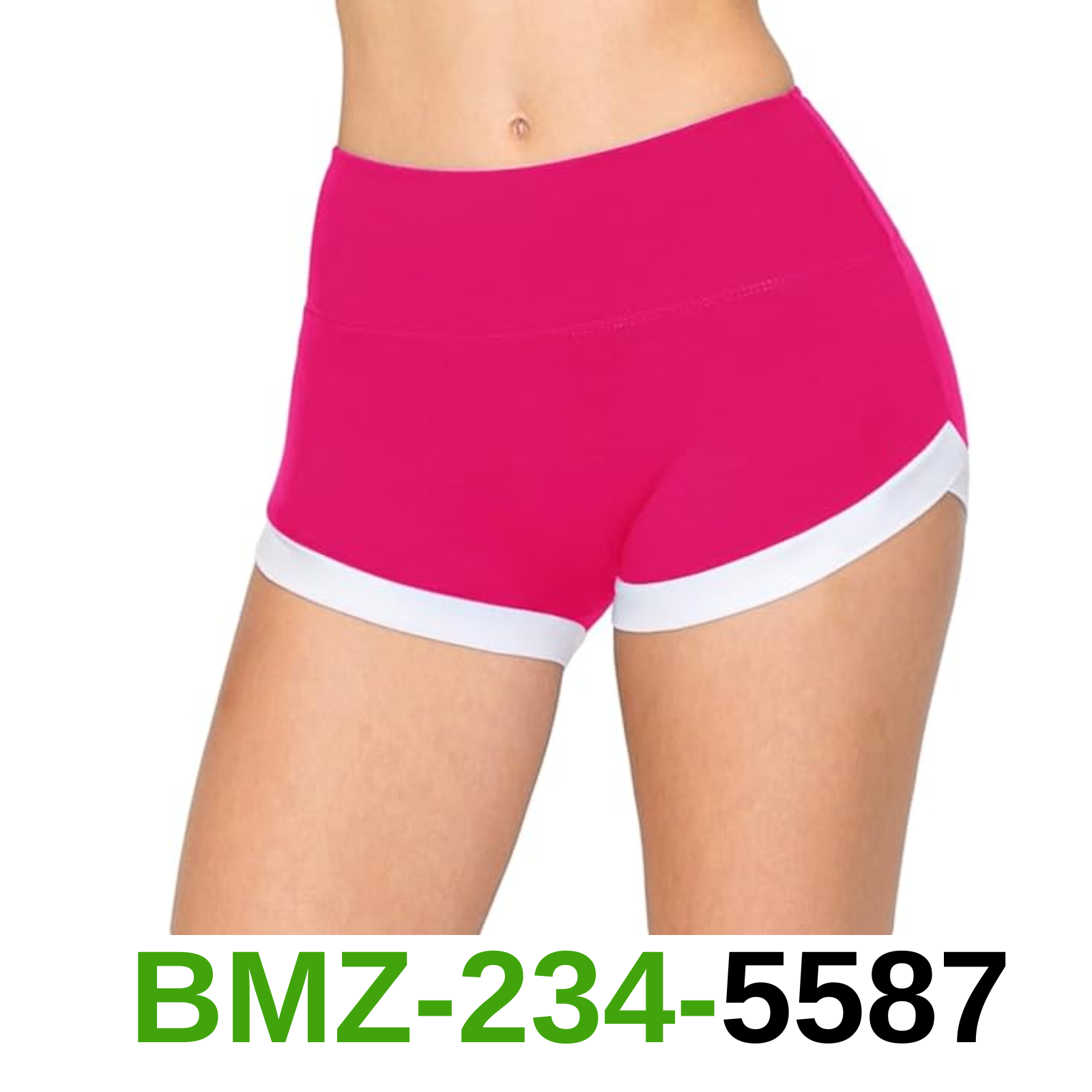 Women's Super Soft Casual Yoga Workout Shorts with Hem Fuchsia Wihte, XL