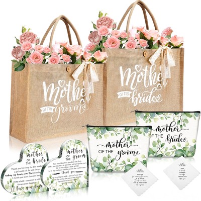2 Set Mother of Bride and Groom Gifts Set Includes Handbag Canvas Makeup Bag ...