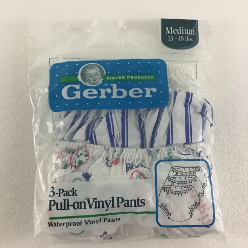 Gerber 3 Pack Pull On Vinyl Pants Size Medium Size 13-18 Pounds Diaper Covers