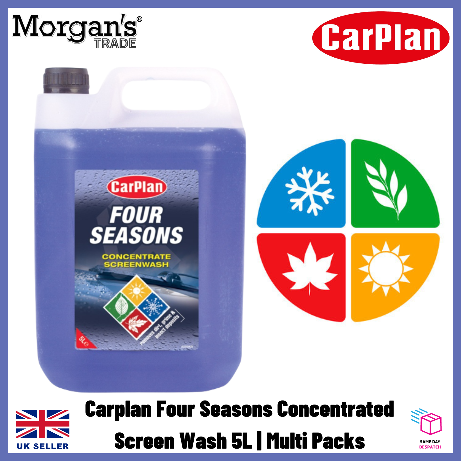 CarPlan Four Season Concentrated Screen Wash For Cars Remove Dirt 5L Multi Packs 1.88 per litre