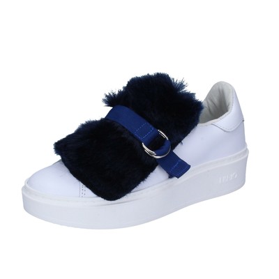 Women's shoes LIU JO 7 (EU 37) slip on white leather blue fur BJ762-37