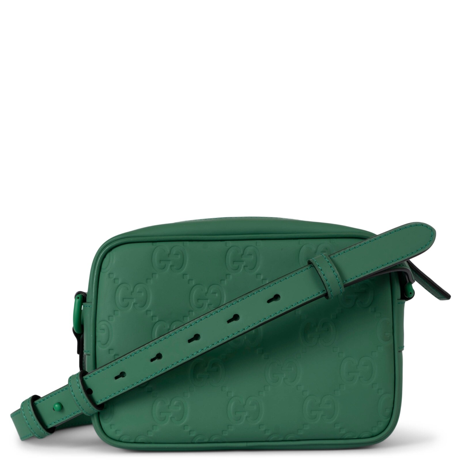 70791 auth GUCCI Shamrock green 2024 GG RUBBER EFFECT