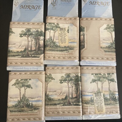 Landscape Trees Forest Sea Mountain Wallpaper Border 50-73878 Lot Of 6