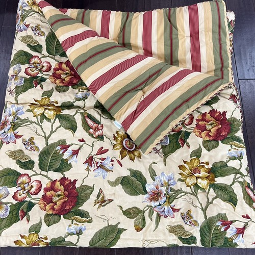 Waverly Laurel Springs QUEEN 100% Cotton Reversible Comforter Floral Butterfly