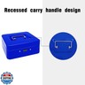 Steel Cash Box with Combination Lock, Metal Small Money Organizer with Removable Money Tray,Cash Storage Box with Lockable Cover (Blue- 11.8