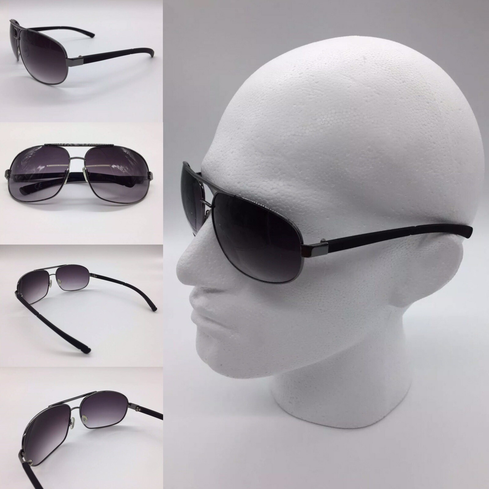 Men’s Gradient Tinted Lenses Black Frame Classic Pilot Sunglasses Full