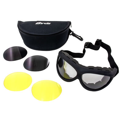 Birdz Buzzard Kit Black Goggles Anti-Fog Interchangeable Clear Yellow Smoke Lens