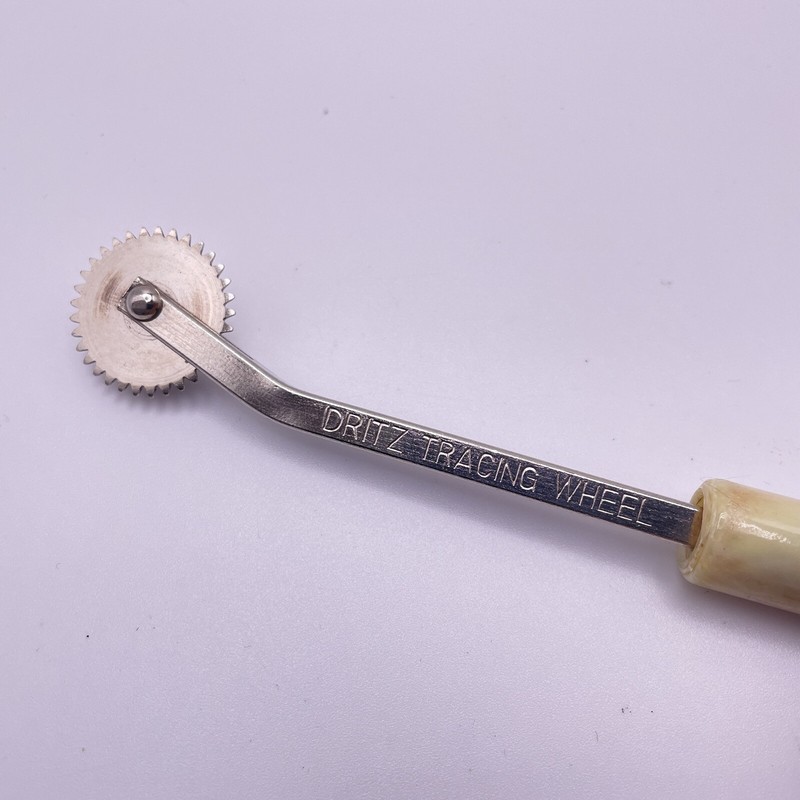 Vintage Dritz Tracing Wheel Sewing Pattern Marker w Marbleized Bakelite Handle