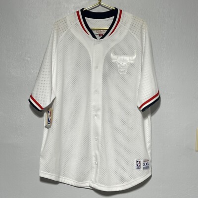 New Mitchell & Ness Chicago Bulls Seasoned Pro Button Up Shooting Shirt Mens XXL