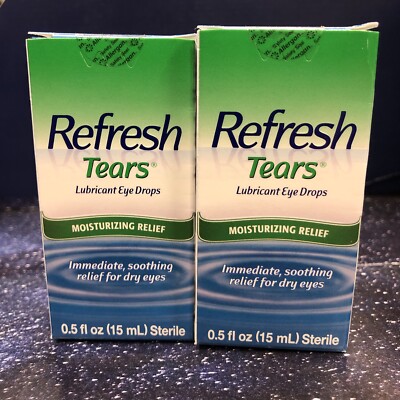 2 Packs Refresh Tears Lubricant Eye Drops Moisturizing Relief 0.5oz Each 01/25