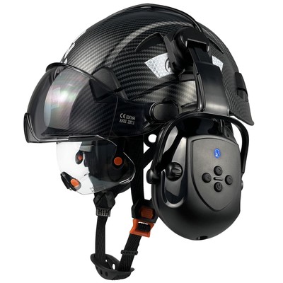 Safety Helmet with Visor,Bluetooth Ear Muffs SNR 26dB,Hard Hat with Visors Mo...