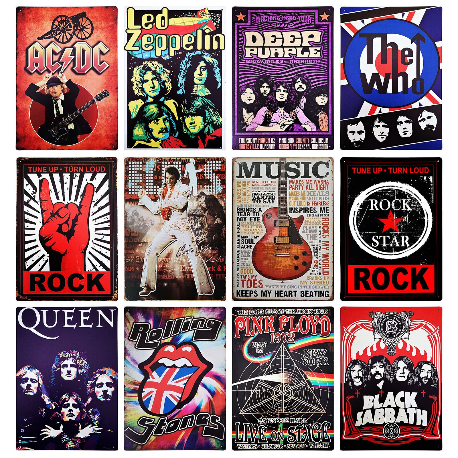 Rock music Metal wall plaque Retro vintage band concert