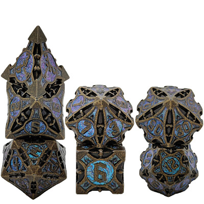 7Pcs Polyhedral Metal Dice Set for TRPG MTG  Dungeons & Dragons DND Roleplaying