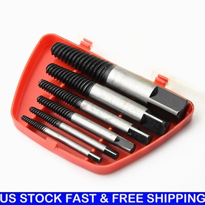 6Pc Screw Extractor Set Easy Out Drill Bits guide Broken Screws Bolt Remover