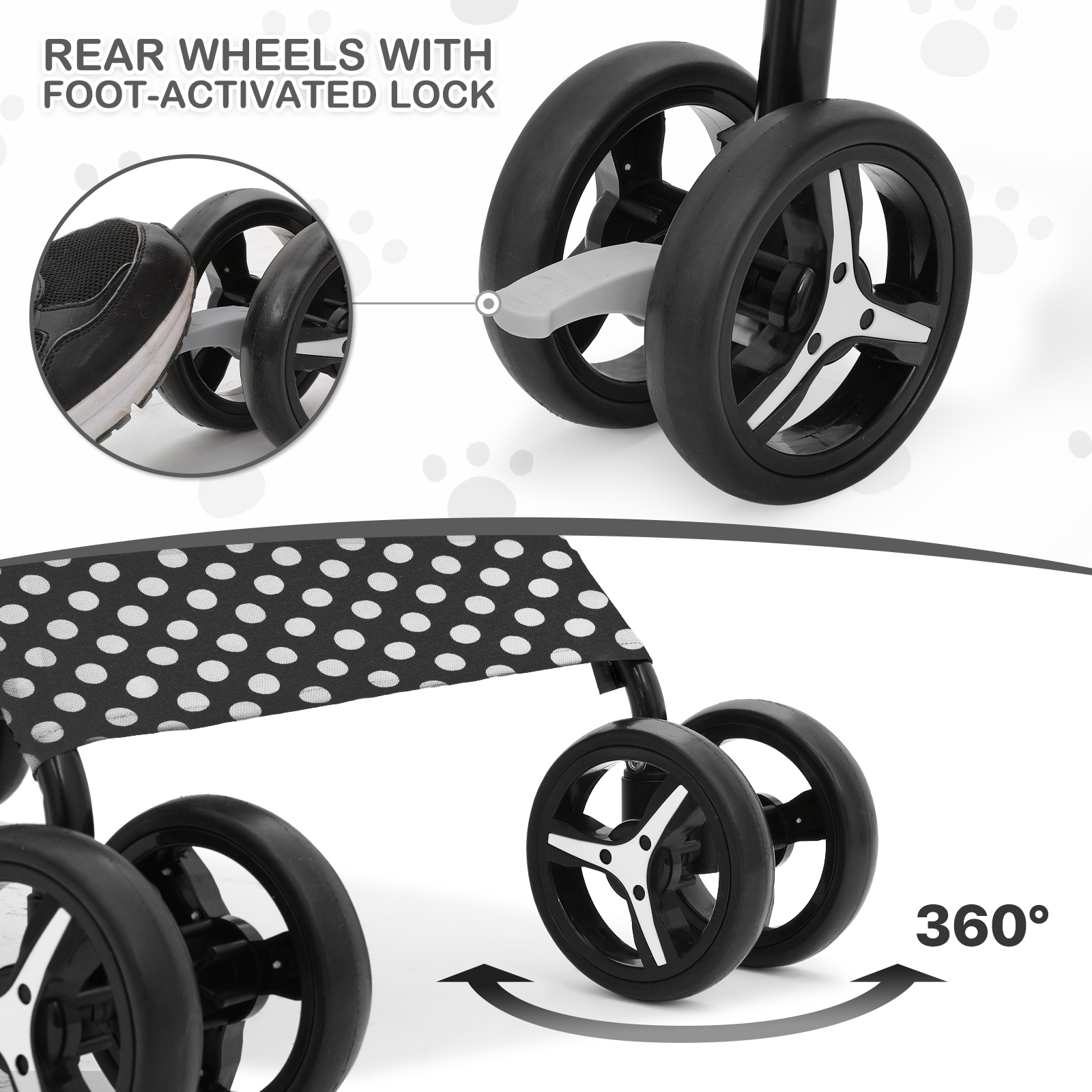 4 Wheels Pet Stroller Foldable Cat Dog Travel Carrier Storage Basket w/Skylight