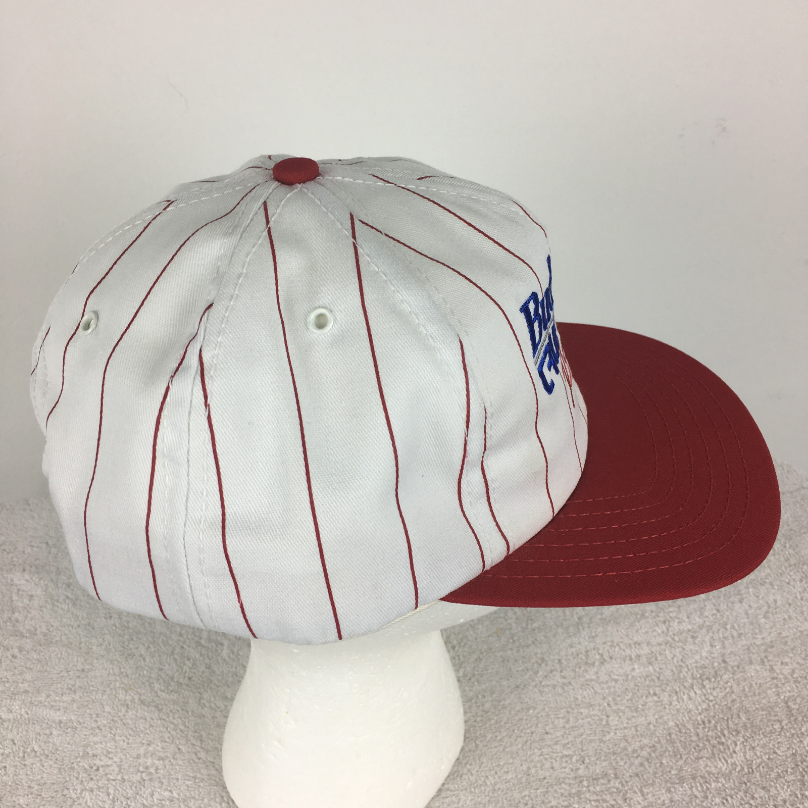 Vtg 80s Budweiser True Sports Racing Pinstripes Hat Cap Beer SnapBack Caps USA