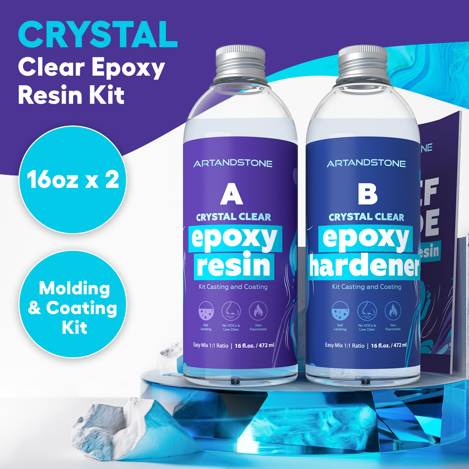 Crystal Clear Epoxy Resin Kit - 32 Oz (with Tools)