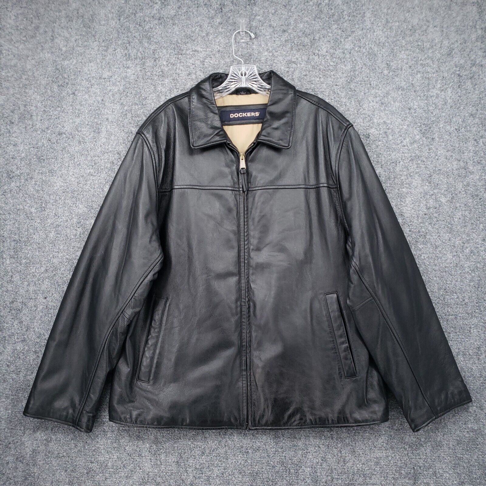 VINTAGE Dockers Jacket Mens L Large Black Cow Leather Full VINTAGE Dockers Jacket Mens L Large Black Cow Leather Full