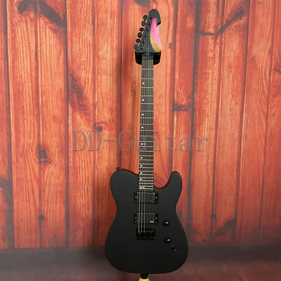 Custom Shop Matte Black TL Electric Guitar HH Pickups Basswood Body 6Strings