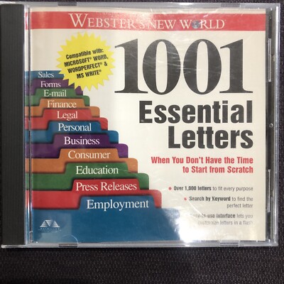 Webster's New World 1001 Essential Letters for Windows 95 New Sealed