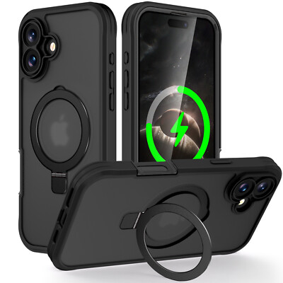For iPhone 16 Pro Max/Plus Magnetic Stand Case with Built-in Screen Protector 