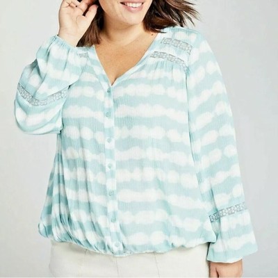 Lane Bryant button front peasant blouse oasis tie dye size 18/20