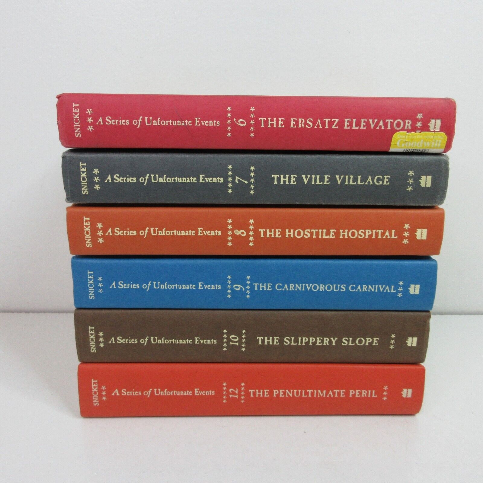 A Series of Unfortunate Events Hardcover Books by Lemony Snicket- Books 6-10, 12 A Series of Unfortunate Events Hardcover Books by Lemony Snicket- Books 6-10, 12