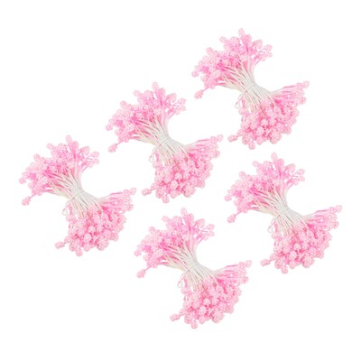 450 Pcs 5mm Double Heads Flower Stamen Artificial Lavender Flower Pistil Pink