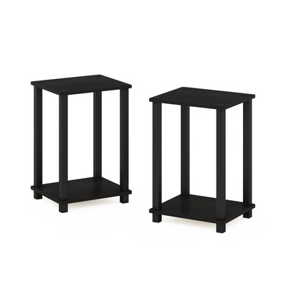 Furinno Simplistic End Table, Small, Set of 2, Espresso/Black Storage NEW