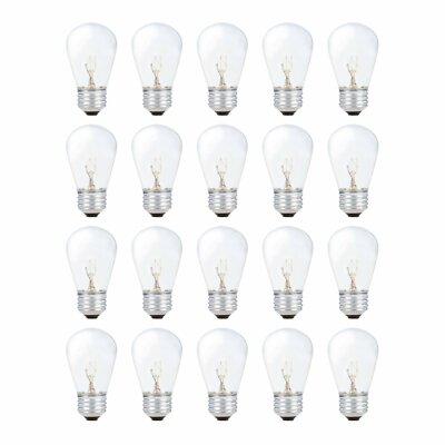 [20 Pack] Simba Lighting  String S14 Replacement Bulb 11W E26 Base, Clear Glass