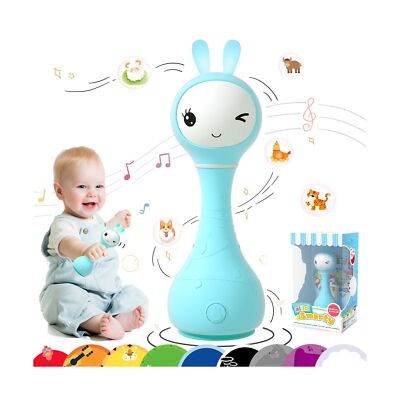 Alilo Bunny Smart Baby Rattle Toys Teether Light-Up Rattles w/ Music Stories ...