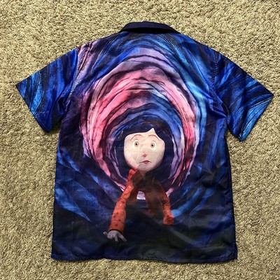 Laika Coraline Full Print Camp Collar Short Sleeve Button Up Shirt Medium