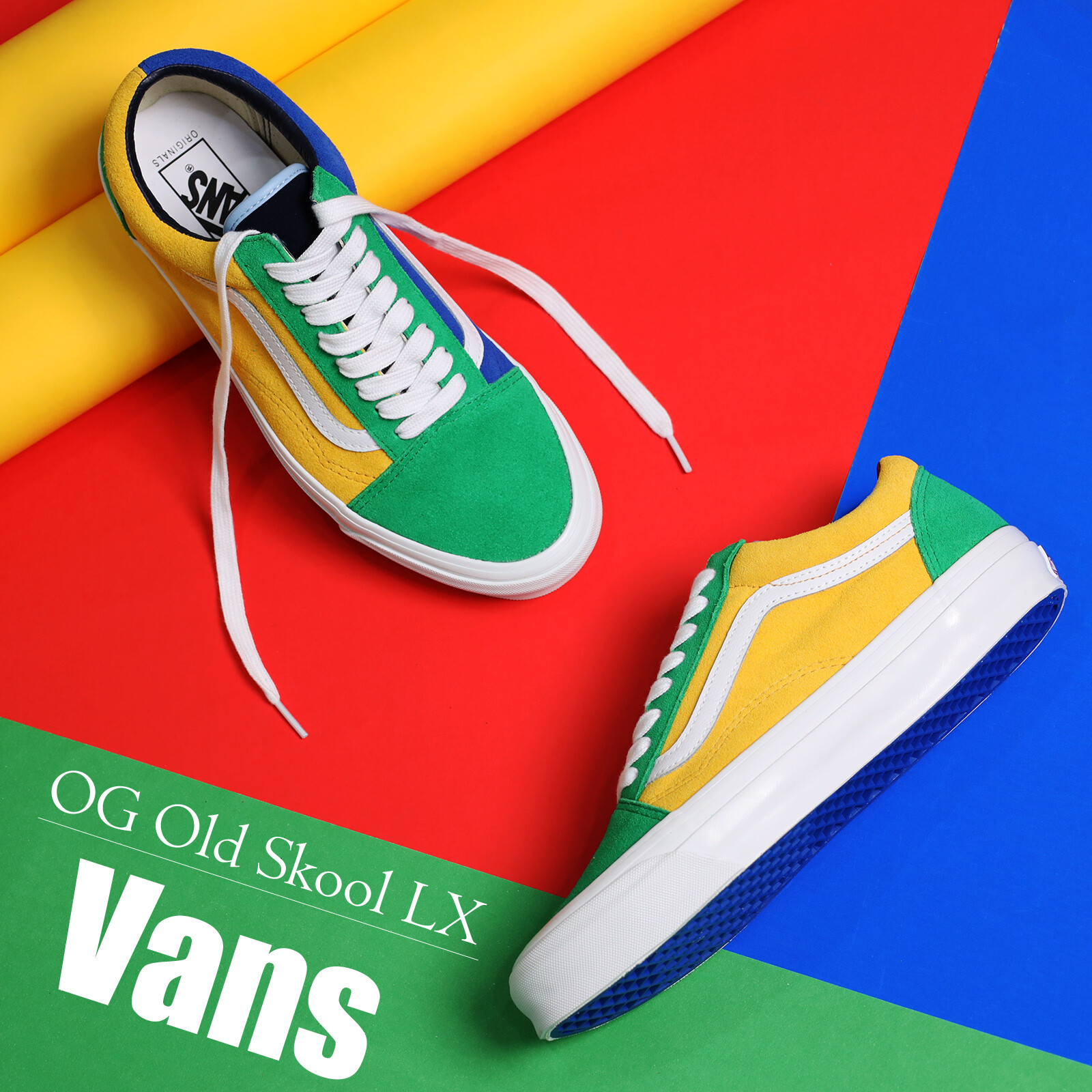 Vans Vault OG Old Skool LX Зеленый Желтый Синий Мульти Мужчины Унисекс Повседневная VN0A4P3X02I