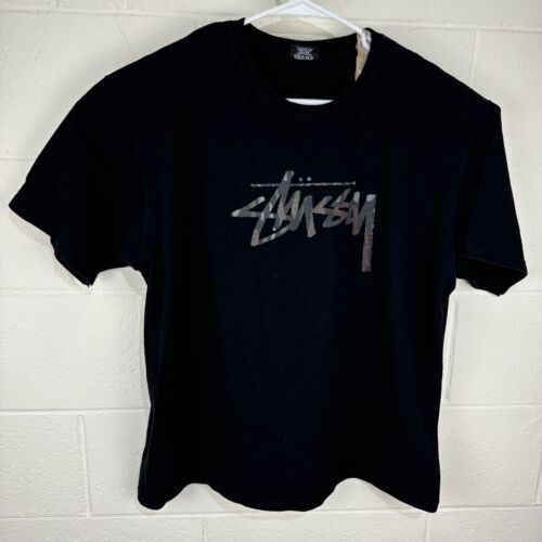 楽天 Black Stussy Vintage Camo Y2K XL Size T-Shirt Logo Spellout 帽子