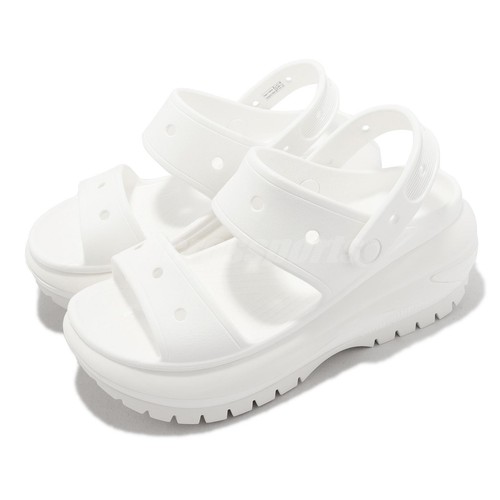 

Crocs Classic Mega Crush White Мужские сандалии унисекс без шнурков на платформе 207989100, Белый, Classic Mega Crush Sandal