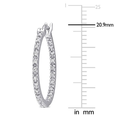 Pre-owned Amour 1/4 Ct Tw Inside Outside Diamond Hoop Earrings In 10k White Gold In Check Description
