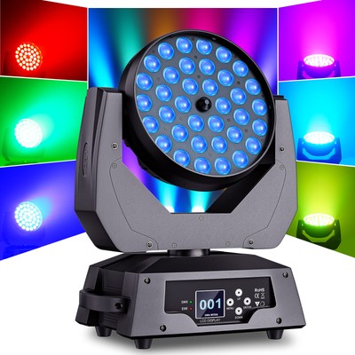 36x10W LED Zoom Moving Head Stage Light RGBW DMX Beam Wash Lighting DJ Disco Bar