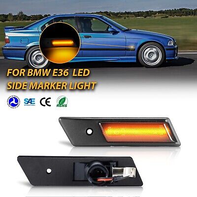 Smoked LED Front Fender Bumper Side Marker Indicator Lights For BMW E36 E34 E32