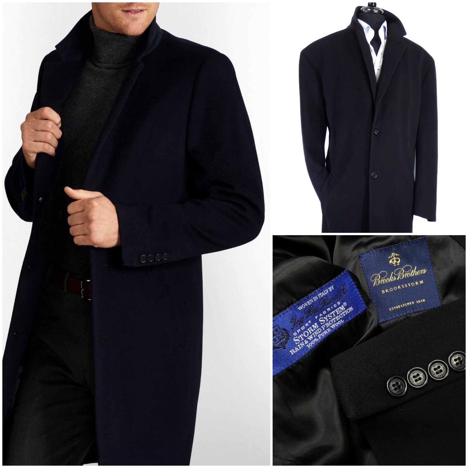 Loro Piana Storm System Made Italy Brooks Bros Black Wool Loro Piana Storm System Made Italy Brooks Bros Black Wool