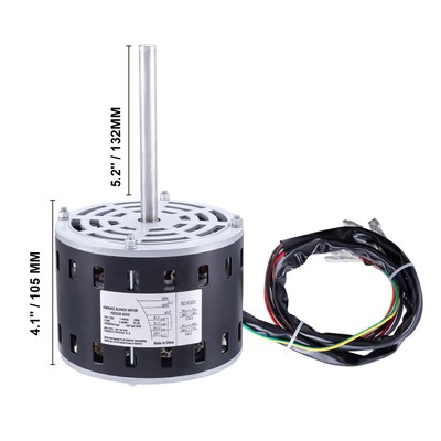 1/3HP Furnace Blower Motor 110-120V 4.4A 1075RPM 4 Speeds 48 Frame 1 Phase